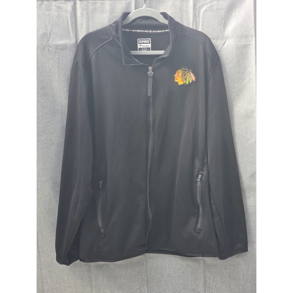 NHL Chicago Blackhawks Fanatics Authentic Pro Full Zip Jacket Black Mens XL